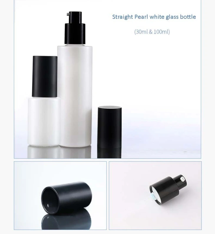 30ml Pearl White Glass Pump Lotion Bottle